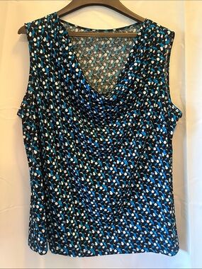 Source Unknown Black and Blue Sleeveless Cowl Neck Camisole